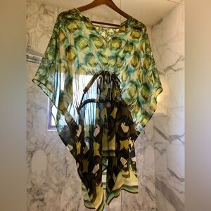 Lafayette 148 New York 100% Silk Kaftan Swimsuit Cover